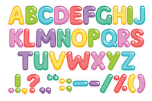 Funny Children Font With Color Letters. Colorful Alphabet On A White Background. Vector Illustration.