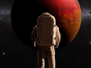 Wall Mural - astronaut looking at planet mars