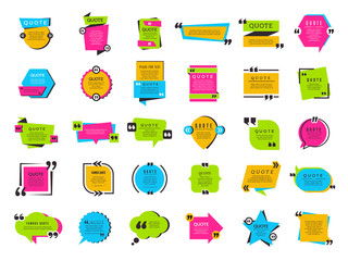 Wall Mural - quote bubbles. texting marks decoration frame boxes text balloons tags vector collection. speech bal