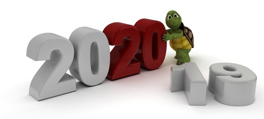 Poster - tortoise bringing in the new year