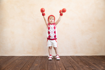 Wall Mural - Funny kid sportsman