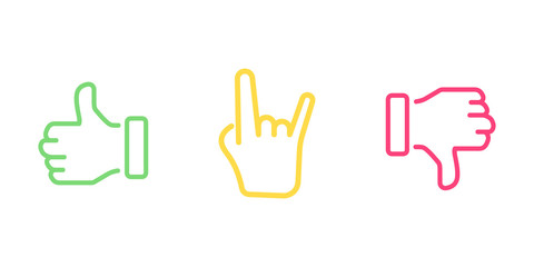 Fototapete - Thumbs up and Thumbs down. Like or dislike. Customer satisfaction. Like a Lot. Feedback concept customer.