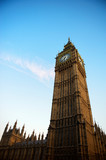 Fototapeta Big Ben - Dark silhouette view of Big Ben, formally known as Elizabeth Tower, standing above Westminster Palace in London, UK