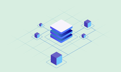 Wall Mural - blockchain technology, smart chain decentralized secure storage vector concept illustration. abstrac