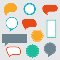 Wall Mural - sticker, speech bubble, text box, frame set. empty promo labels. vector illustration.
