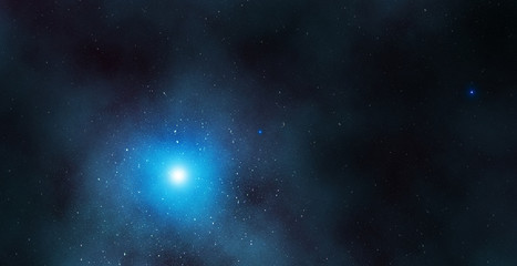 Wall Mural - star light glowing in the deep blue space