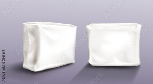 Cuadros en Lienzo Napkin pack mock up set isolated on transparent background