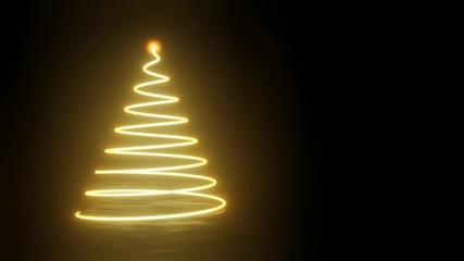 Canvas Print - bright line of golden light forming a stylized christmas tree with a sparkling finale in front of a 