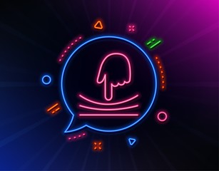 Elastic line icon. Neon laser lights. Resilience material sign. Glow laser speech bubble. Neon lights chat bubble. Banner badge with elastic icon. Vector