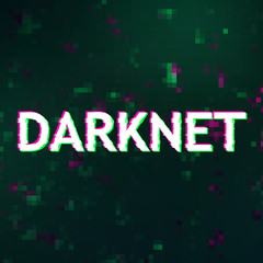 Fototapete - Darknet inscription in glithched style over dark pixelated background