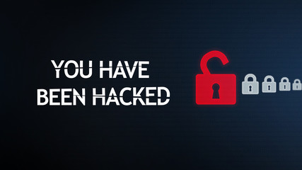 Aufkleber - You have been hacked warning on digital screen