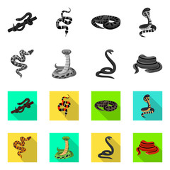 Wall Mural - Isolated object of snake and creepy logo. Collection of snake and wildlife vector icon for stock.