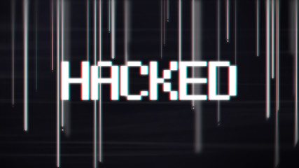 Aufkleber - Hacked inscription in pixel style over dark abstract background