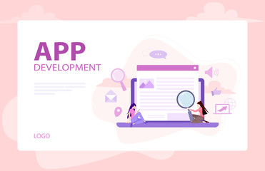 Set of website development banner. Web page programming