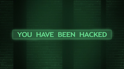 Aufkleber - You have been hacked warning on binary code stream background