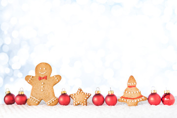 Canvas Print - Christmas composition with gingerbread cookies