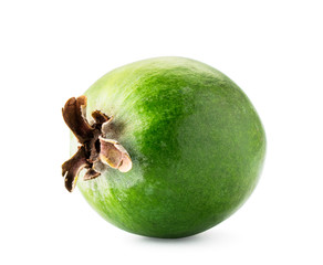 Wall Mural - Ripe feijoa closeup on a white. Isolated.