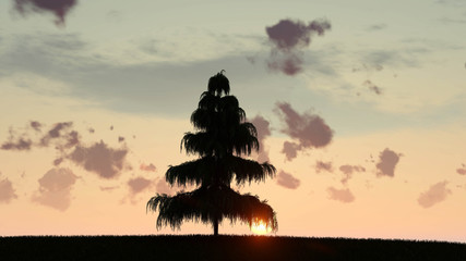 Lonely tree landscape 3D Rendering