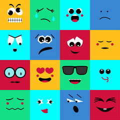 Poster - Flat icon with emoji. Modern vector illustration. Simple geometric texture. Business vector template. Design collection. Simple element illustration with emoji. Geometric technology background.