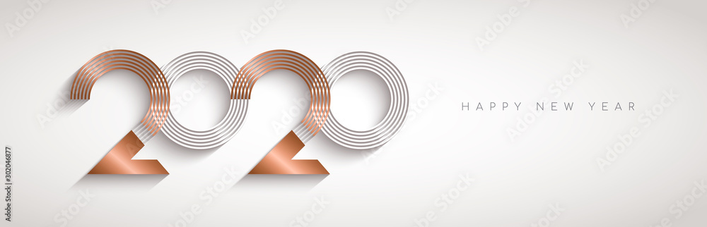 New Year 2020 abstract number date copper banner - obrazy, fototapety, plakaty 