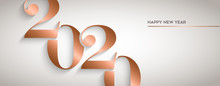 Happy New Year Gold Copper 2020 Number Banner