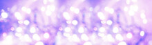 Christmas Background. Festive Elegant Abstract Background With Bokeh Lights And Stars. Abstract Banner For Website, Multicolored Purple Bokeh, Blurred Background, Unobtrusive Background