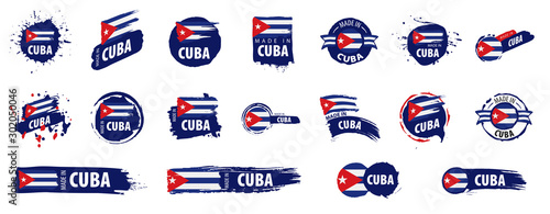 Cuba flag, vector illustration on a white background Canvas Print