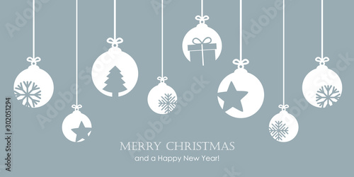 Fotomural christmas bauble decoration with snowflakes stars and gift vector illustration E