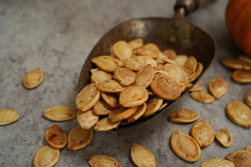 Wall Mural - Oven roasted Pumpkin seeds, selectuve focus