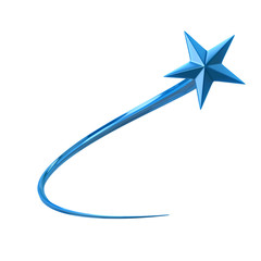 Wall Mural - Blue Shooting Star 3d Illustration isolated on white background