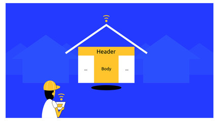 website hosting with simple illustration designs and fresh colors. layout or landingpage. check