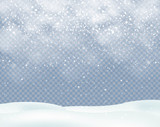 Fototapeta Las - Winter Christmas Background With Snowfall With Snowflakes