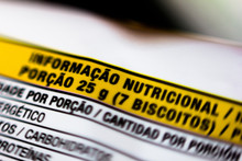 In This Photo Illustration A Label On A Product With The Nutritional Information (calories, Carbohydrates, Protein And Fat) - Text In Portuguese - Concept Of Healthy Living And Health