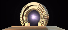 Space Gate Into Other World 3d Rendering