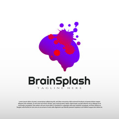 Canvas Print - Human brain logo with splash design concept -vector