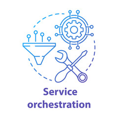 service orchestration concept icon. software development idea thin line illustration. programming an
