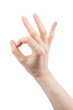 © daniiD - female hand shows sign all good, okay isolated on white background, sign excellent, Studio shot
