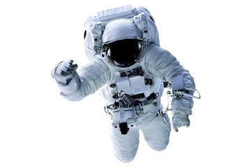 single space astronaut with black glas on the helmet isolated on white background. elements of this 