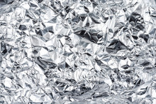 Close Up Of Aluminum Foil Crumpled, Top View