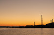 Sunset at industrial area of Perama, Greece