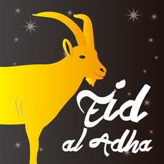 Canvas Print - Eid al adha poster with a silhouette of a goat - Vector illustration