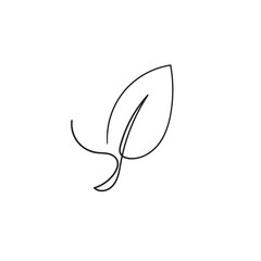 Wall Mural - hand drawn leaf icon illustration with single line doodle concept vector