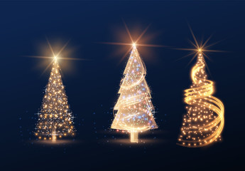 shiny magic christmas tree collection vector element background. eps10