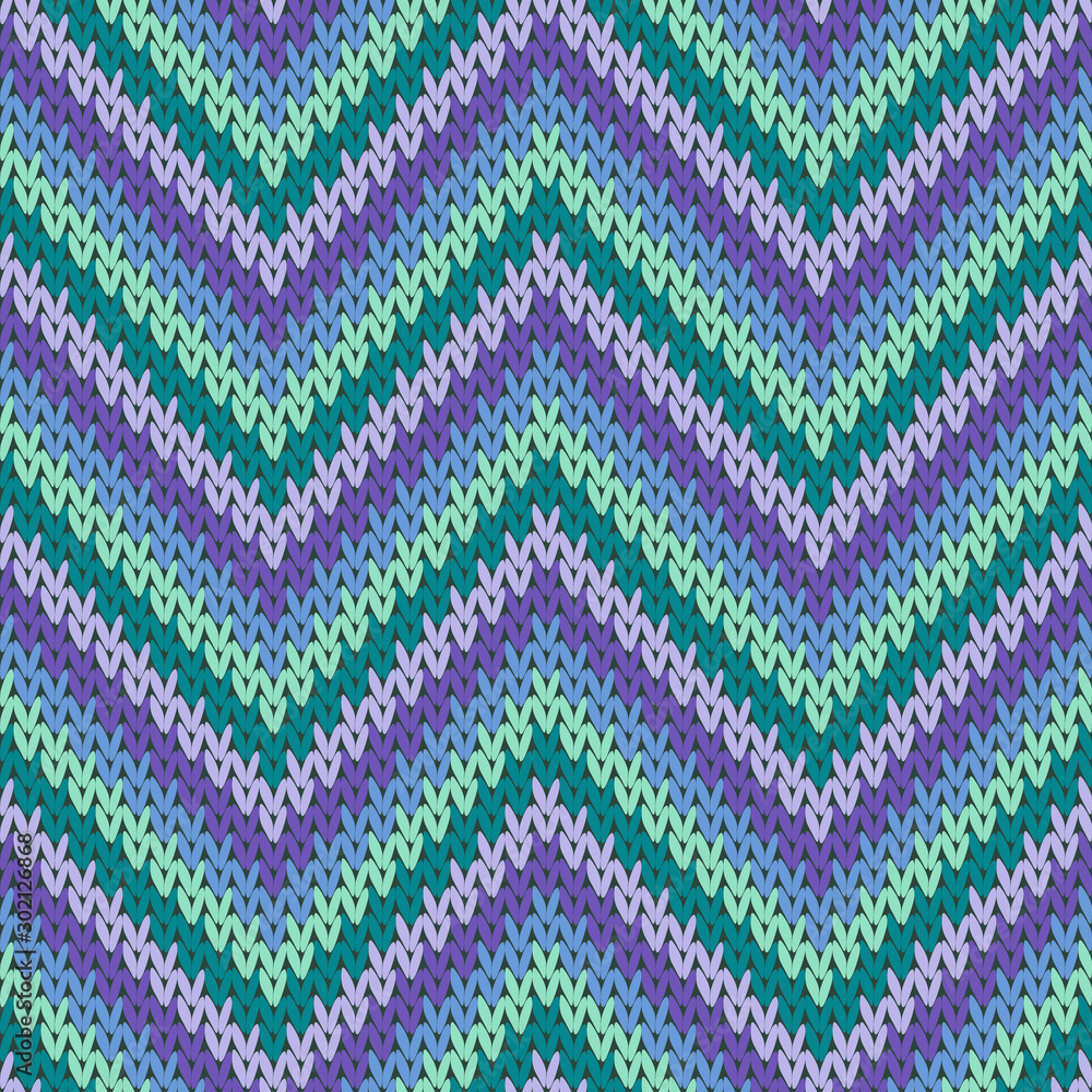 Close up zigzag chevron stripes knitted texture 