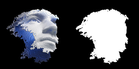 Wall Mural - abstract digital human face. artificial intelligence concept of big data or cyber security. 3d illus