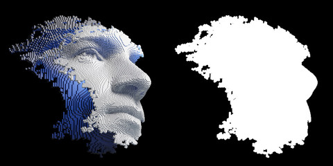 Wall Mural - abstract digital human face. artificial intelligence concept of big data or cyber security. 3d illus