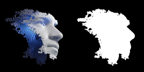 Wall Mural - abstract digital human face. artificial intelligence concept of big data or cyber security. 3d illus