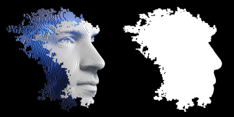 Wall Mural - abstract digital human face. artificial intelligence concept of big data or cyber security. 3d illus