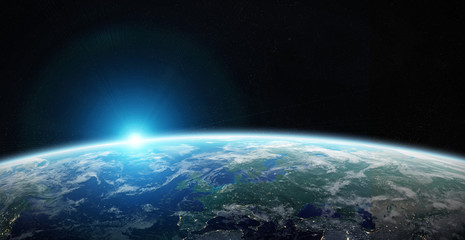 Wall Mural - view of blue planet earth in space 3d rendering elements of this image furnished by nasa
