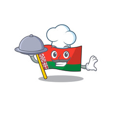 Sticker - flag belarus isolated with the chef holding food cartoon